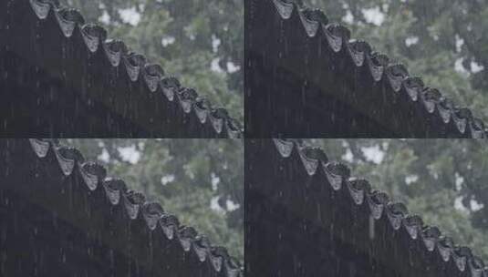 古建筑屋檐下雨 意境水滴 唯美屋檐雨滴高清在线视频素材下载