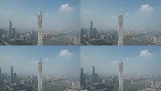 广州塔城市地标航拍高清在线视频素材下载