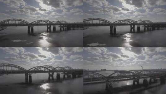 铁路桥铁轨航拍铁路运输发展视频素材高清在线视频素材下载