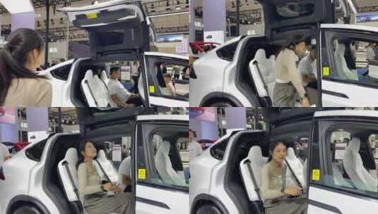 2023齐鲁国际车展，特斯拉model X灯光秀高清在线视频素材下载