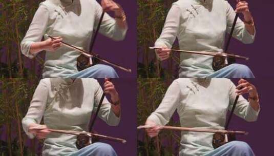 中式乐器二胡演奏高清在线视频素材下载