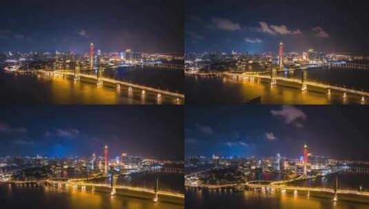 澳门塔澳门夜景航拍高清在线视频素材下载