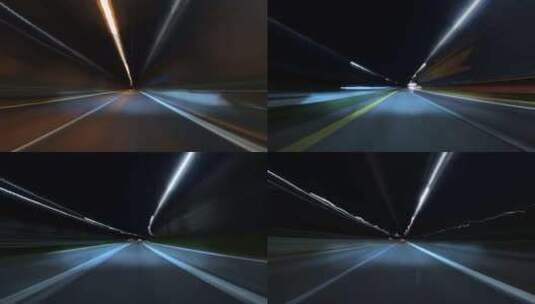 车行驶在街道隧道里延时摄影高清在线视频素材下载