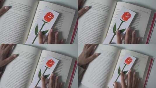 玫瑰花样式的书签高清在线视频素材下载
