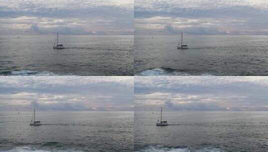 东南亚泰国普吉岛安达曼海上行驶的小帆船高清在线视频素材下载