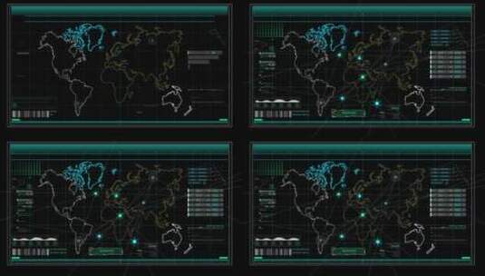 科技未来HUD全球分析地图展示合成高清在线视频素材下载