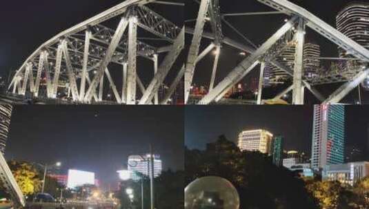 珠江夜景海珠桥钢架_8K高清在线视频素材下载
