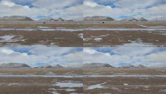 火车窗外的青藏线青藏公路那曲路段高清在线视频素材下载