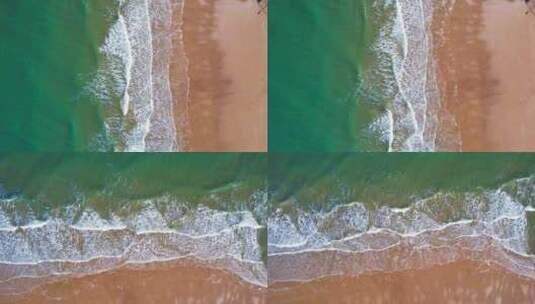 俯拍沙滩海浪海岸线高清在线视频素材下载
