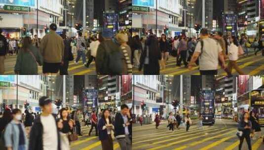 香港斑马线行人过马路红绿灯路口人行横道高清在线视频素材下载