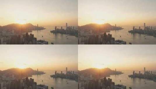香港维多利亚港太平日落延时城市夕阳黄昏高清在线视频素材下载