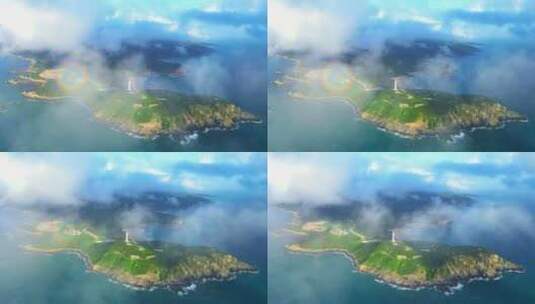 海南文昌海南岛云海佛光航拍岛屿海洋风景高清在线视频素材下载