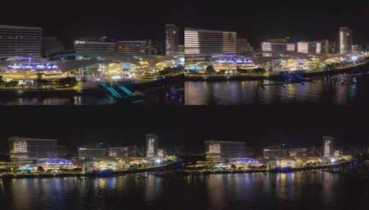 厦门市五缘湾国际游艇汇五缘大桥夜景航拍高清在线视频素材下载