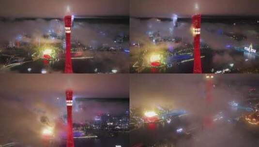 广州云海夜景航拍集合高清在线视频素材下载