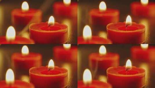 红蜡烛燃烧火焰烛光高清在线视频素材下载