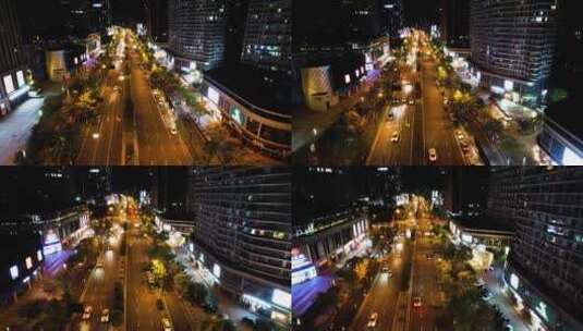 城市马路车辆车流夜景航拍高清在线视频素材下载
