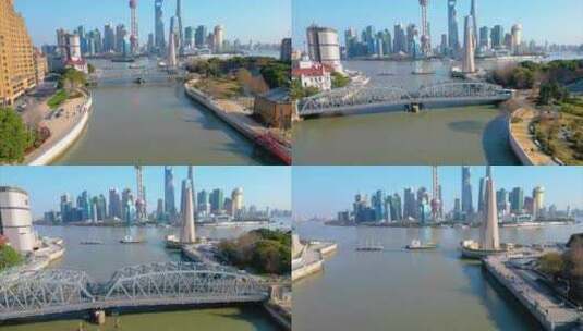 上海外滩黄浦江苏州河车流船只延时视频素材高清在线视频素材下载