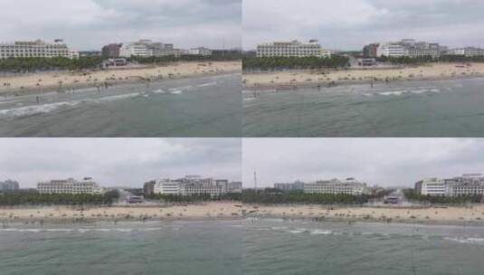 茂名电白中国第一沙滩航拍高清在线视频素材下载