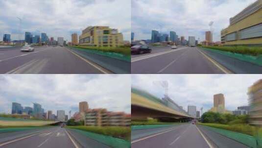 汽车在城市马路飙车狂奔开车第一视角视频素高清在线视频素材下载