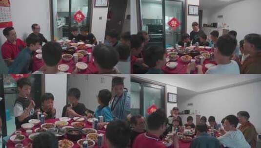 家庭聚餐 小朋友过生日 孩子们一起吃饭高清在线视频素材下载