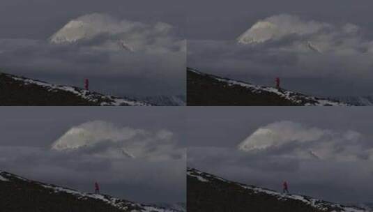 四川甘孜州子梅垭口云海贡嘎雪山高空航拍高清在线视频素材下载