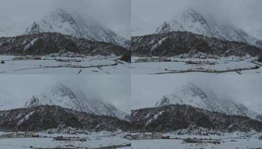 西藏林芝地区墨脱县多雄拉雪山高空航拍高清在线视频素材下载