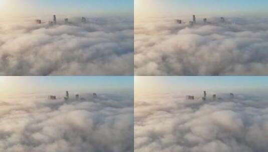 4K-云海中的洛杉矶高楼大厦高清在线视频素材下载