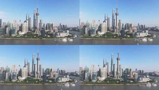 航拍上海陆家嘴金融中心高清在线视频素材下载