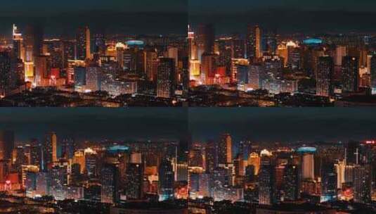 航拍大连城市夜景 航拍夜景高清在线视频素材下载