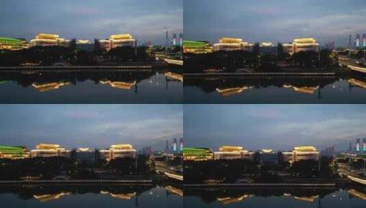 航拍江西南昌市博物馆夜景高清在线视频素材下载