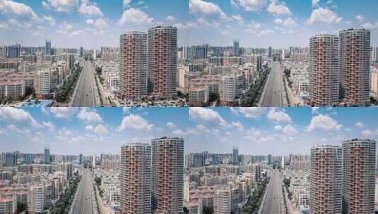 河南洛阳：晴天万里城市地标大景航拍高清在线视频素材下载