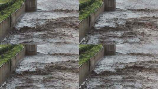 实拍暴雨后洪水 山洪  泥石流高清在线视频素材下载