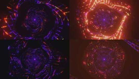 飞入数字技术频闪霓虹灯隧道高清在线视频素材下载