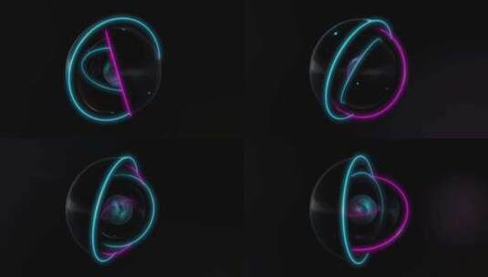 4 K抽象无缝循环渲染霓虹灯圈蓝紫霓虹灯高清在线视频素材下载