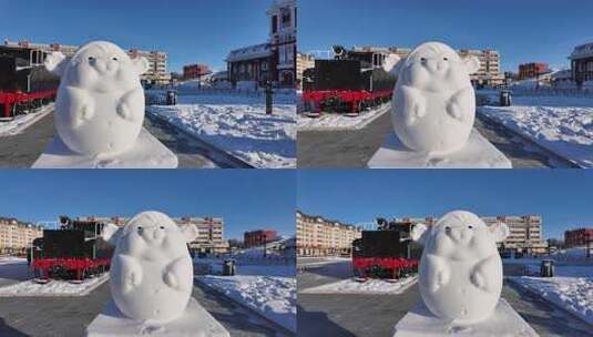 十二生肖雪雕《申猴》高清在线视频素材下载