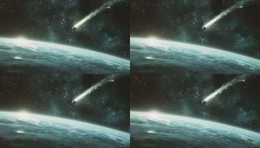 流星划过地球太空场景高清在线视频素材下载