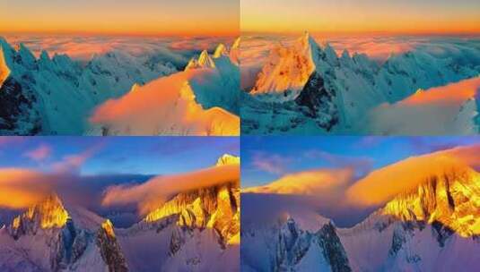 雪山日出壮丽景观高清在线视频素材下载