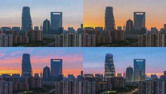 上海陆家嘴延时日转夜竖屏高清在线视频素材下载