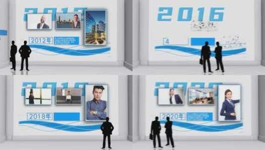 白色简约企业背景墙发展历程高清AE视频素材下载