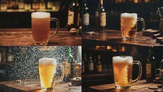 吧台上的一杯泡沫啤酒高清在线视频素材下载
