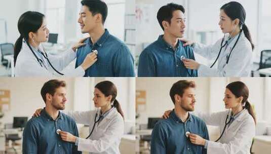 医生为患者听诊检查高清在线视频素材下载
