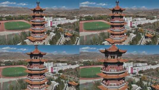 青海海西德令哈民族团结塔高清在线视频素材下载