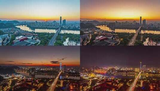 柳州中心城区日转夜延时视频高清在线视频素材下载