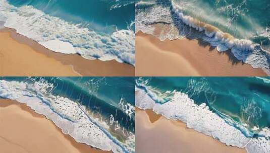 俯视海浪沙滩高清在线视频素材下载