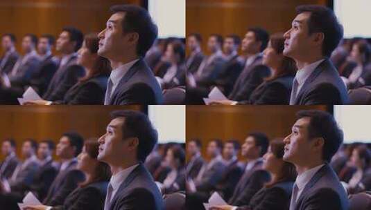 专注精英人士在会议中思考高清在线视频素材下载