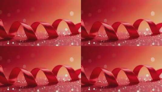 红色绸带微距特写素材高清在线视频素材下载