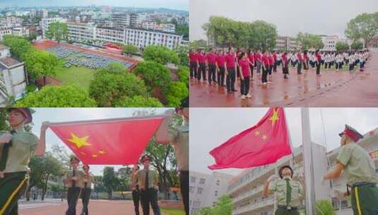 学生升国旗学生列队学生升旗仪式高清在线视频素材下载