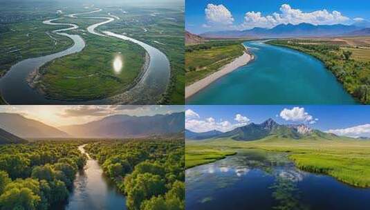 阿拉克斯河航拍高清在线视频素材下载