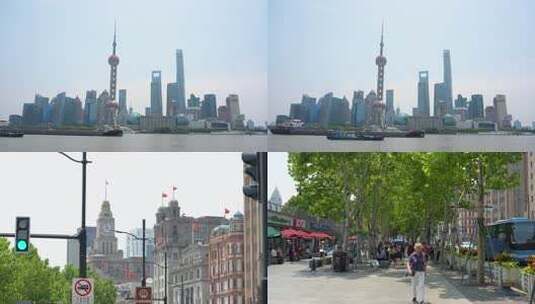 上海市中心外滩旅游游客行人拍照打卡老建筑高清在线视频素材下载
