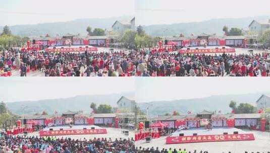 乡村文艺表演现场人群聚集高清在线视频素材下载